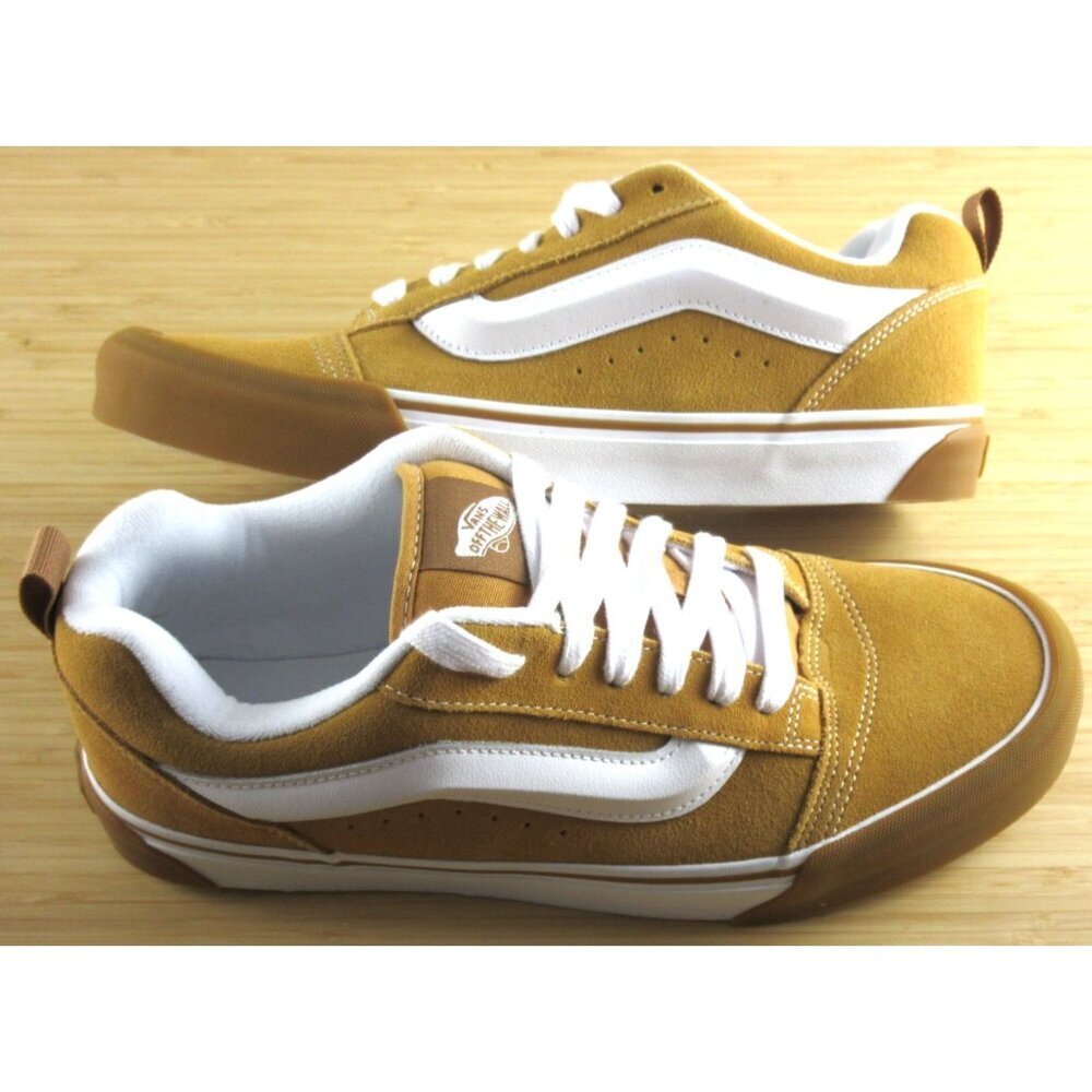 Vans Men's Knu Skool Gum Bumper Honey Yellow Suede Skate Shoes sizes NIB